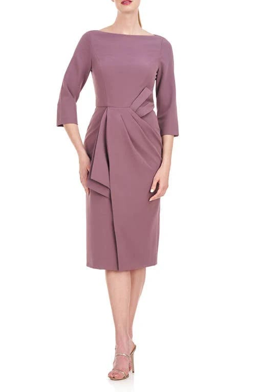 Stretch Crepe Midi-Dress in Dark Purple from Kay Unger Collection | Image