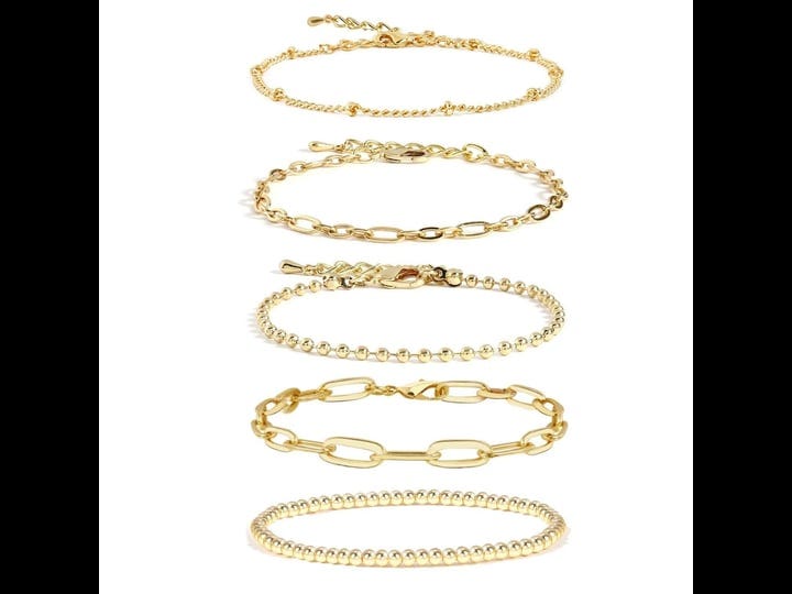 conran-kremix-gold-chain-bracelet-sets-for-women-girls-14k-gold-plated-dainty-link-paperclip-bracele-1