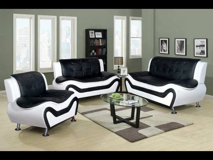 kd-pecho-veneto-sofa-set-black-white-35-x-77-5-x-32-5-in-1