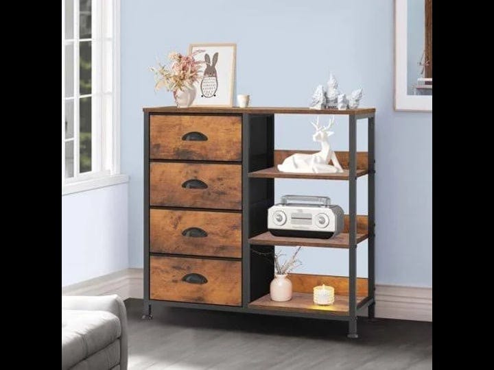 dextrus-storage-tower-with-4-drawers-and-side-shelf-fabric-dresser-organizer-unit-for-bedroom-living-1