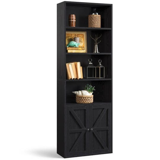 6-tier-bookshelf-and-bookcase-wooden-bookshelves-with-cabinet-doors-black-1