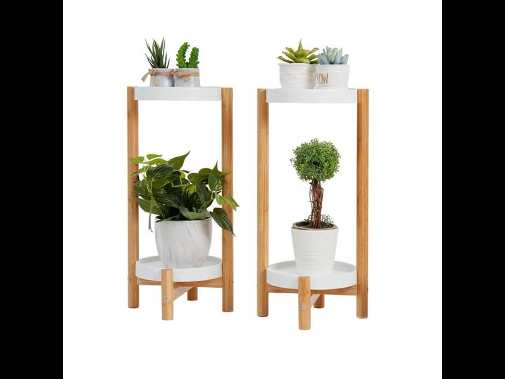 fativo-corner-2-tier-bamboo-plant-stand-flower-pot-nordic-style-white-shelves-pack-of-2-size-brown-1