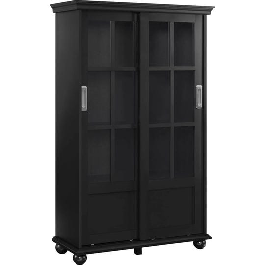 ameriwood-aaron-lane-bookcase-with-sliding-glass-doors-black-1