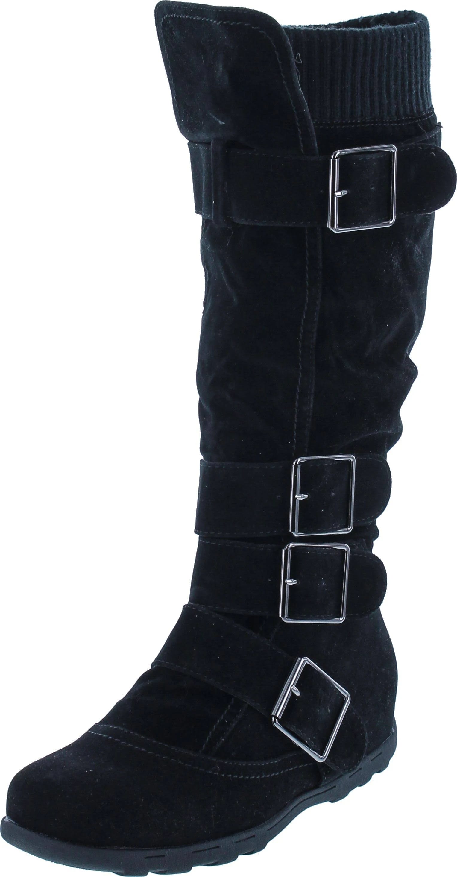 Women's Knee High Faux Suede Buckle Boots | Image