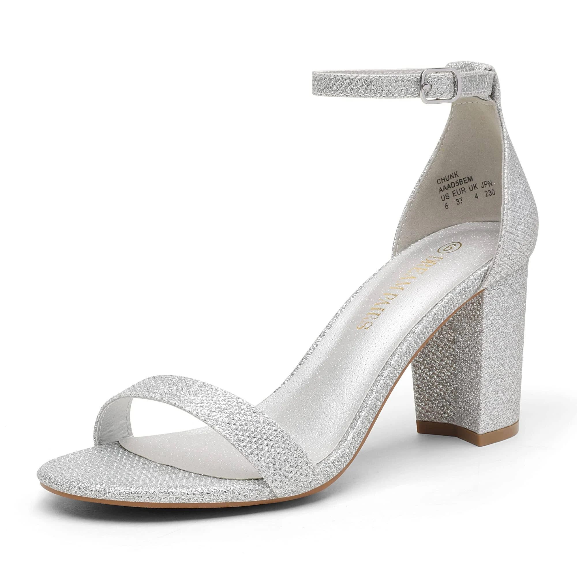 Dream Pairs Women's Buckle Heels: Comfortable, Chic Silver Sandals | Image