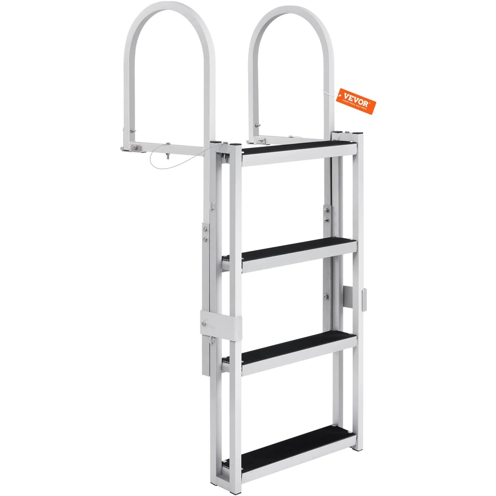 VEFOR 4 Step Aluminum Boat Ladder for Pontoons with Load Capacity of 350 lbs | Image