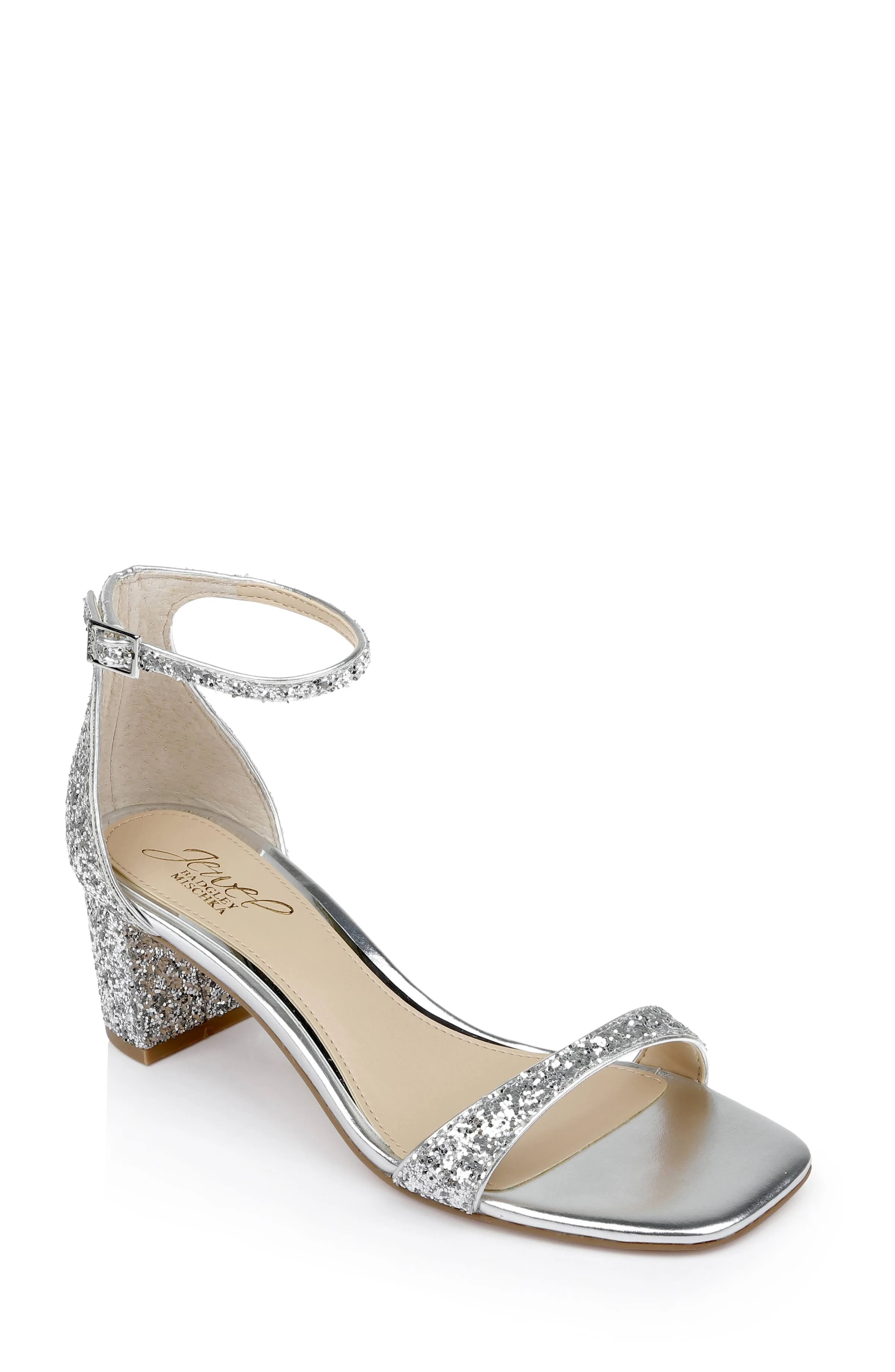 Stylish Silver Block Heel Sandal for Formal Occasions | Image