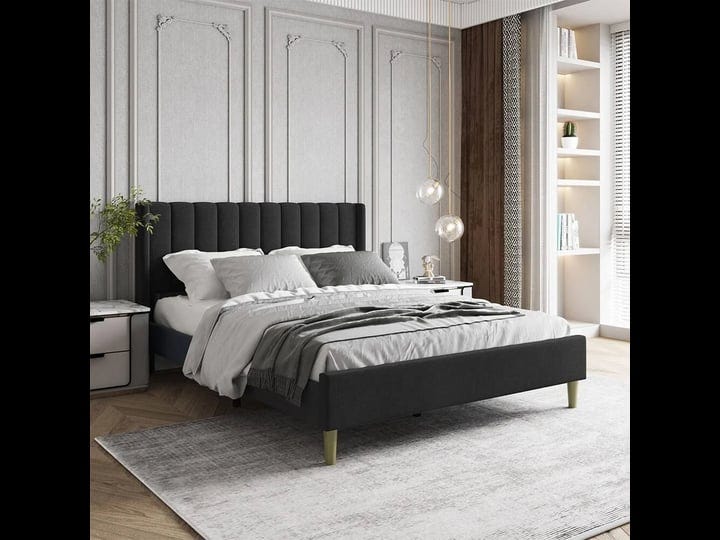 queen-size-upholstered-bed-frame-with-headboard-mattress-dark-grey-1