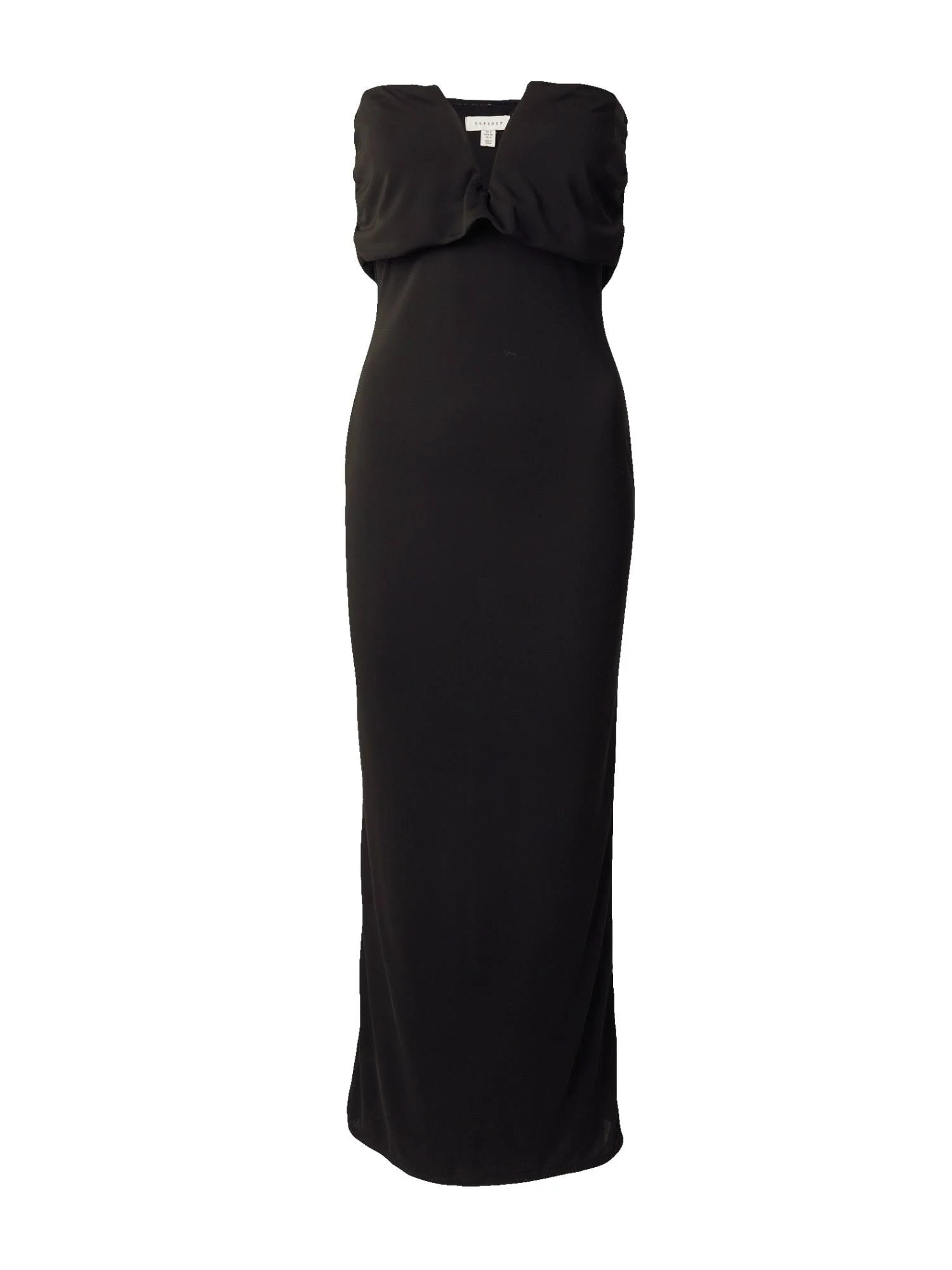 Sleek Off-Shoulder Black Mididress with Notched Neckline | Image