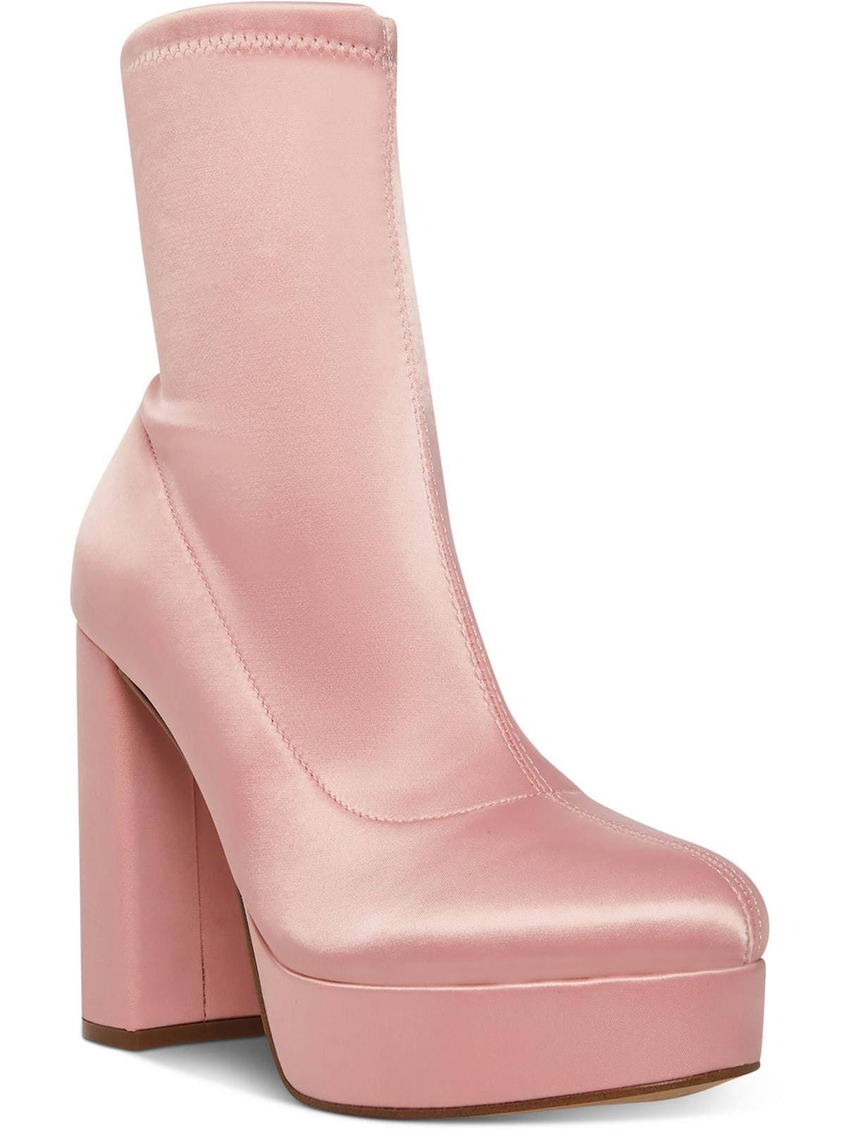 Stylish Pink Satin Heels Ankle Boots by Madden Girl | Image