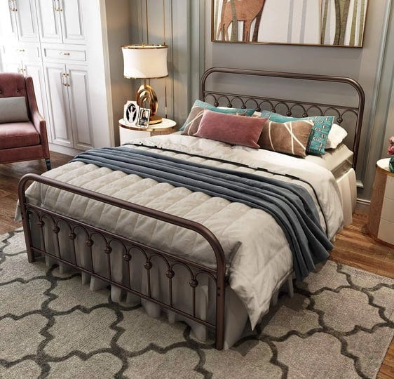 tuseer-metal-bed-frame-queen-size-with-vintage-headboard-and-footboard-platform-base-wrought-iron-do-1