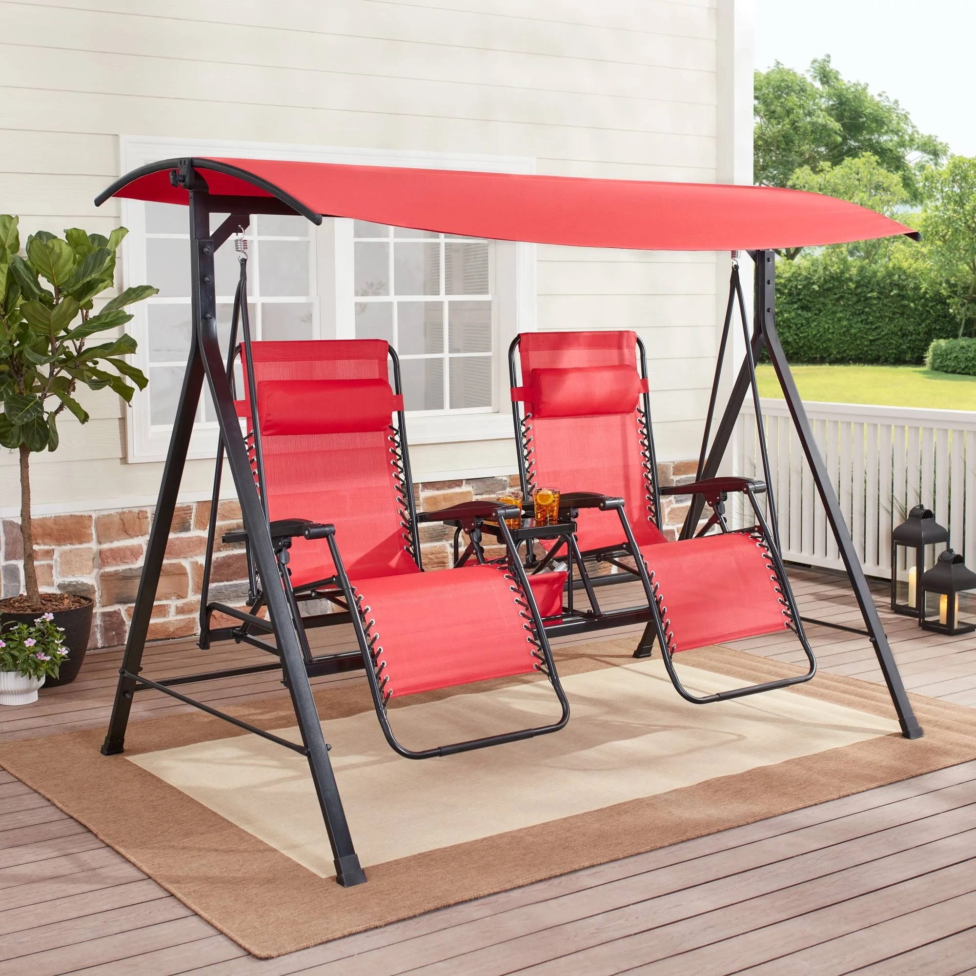 Mainstays Zero-Gravity Red/Black Porch Swing | Image