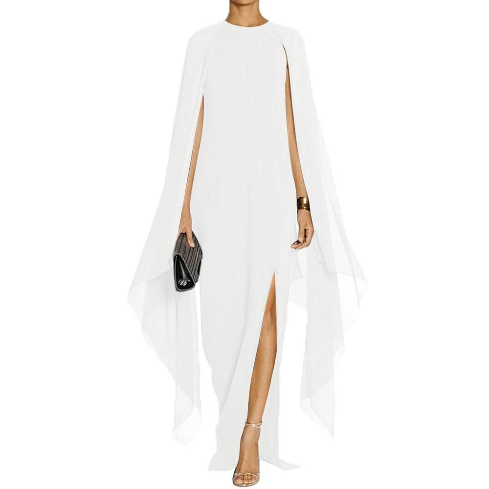 Stylish Women's Evening Maxi Dress with Flared Cape Sleeves | Image