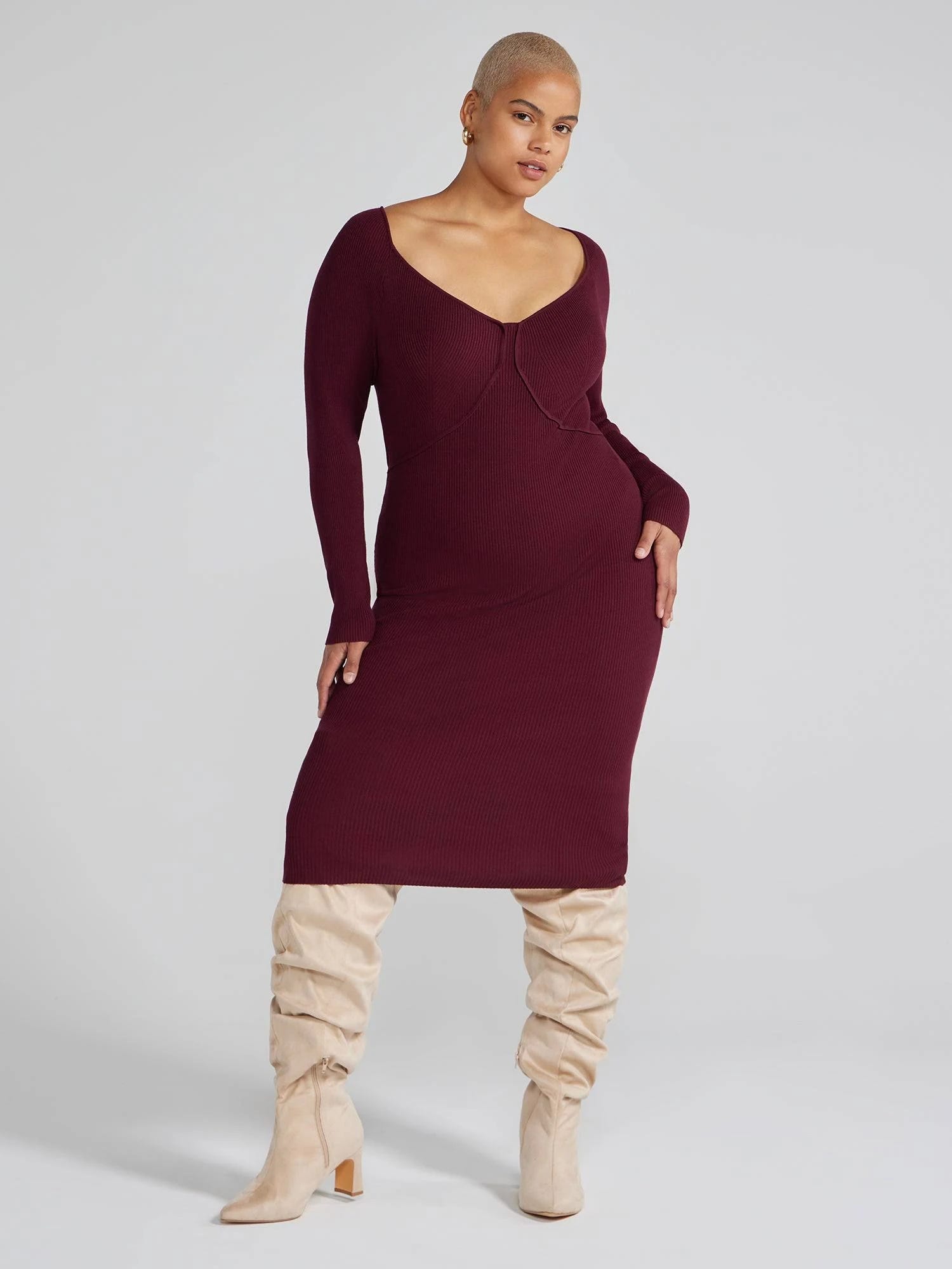 Affordable Wide Width Faux Suede Thigh-High Boots for Curvy Bodies | Image