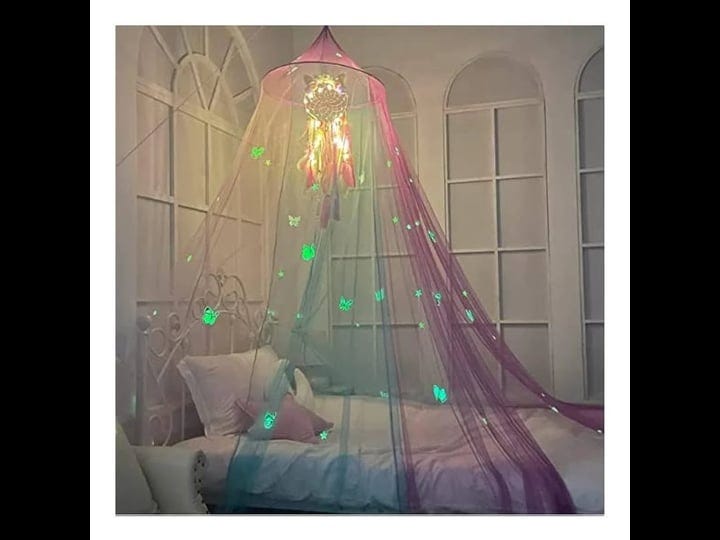 kenyon-creek-rainbow-princess-bed-canopy-with-lights-for-girls-room-1