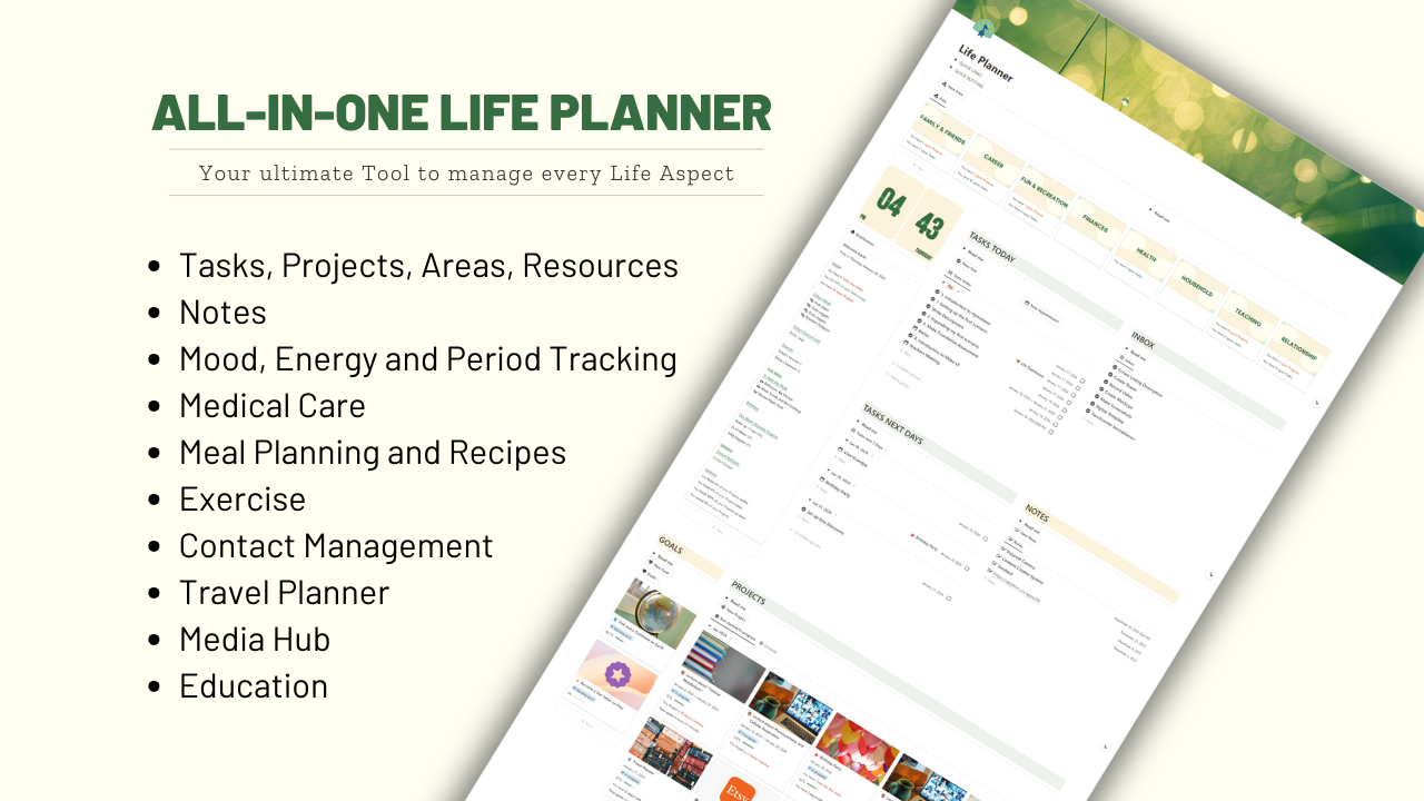 Ultimate Life Planner by Anica Kurzbach  | Elcovia Marketplace | Notion Templates | Notion Creators