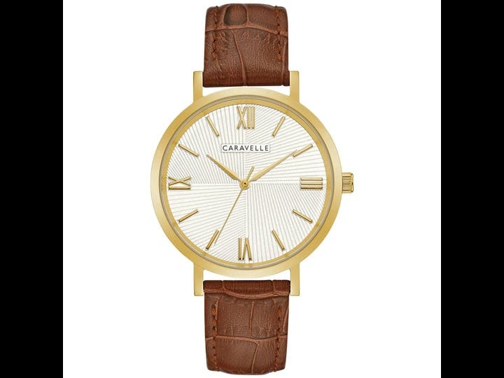 caravelle-by-bulova-mens-brown-leather-strap-watch-44a116-gold-1