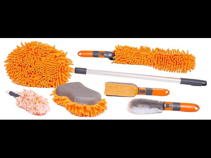 birdrock-home-6pc-car-wash-kit-microfiber-cleaner-tire-wheel-brush-sponge-duster-extendable-cleaning-1
