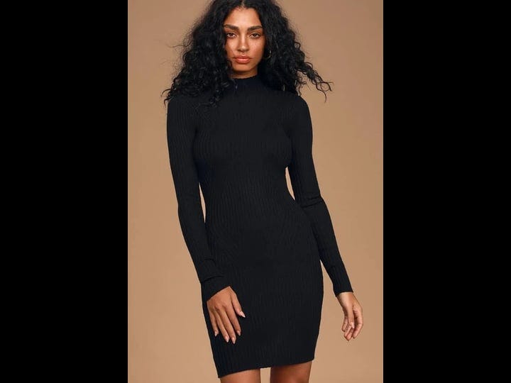 lulus-snug-as-can-be-black-ribbed-mock-neck-sweater-dress-size-small-1