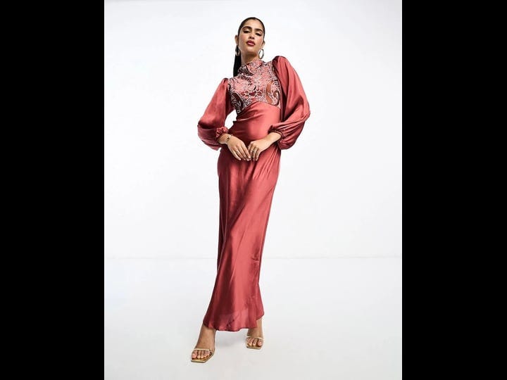 asos-design-high-neck-satin-maxi-dress-with-embroidery-in-burgundy-red-1