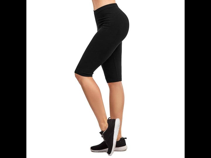 dailywear-womens-solid-knee-length-short-yoga-cotton-leggings-black-large-womens-1