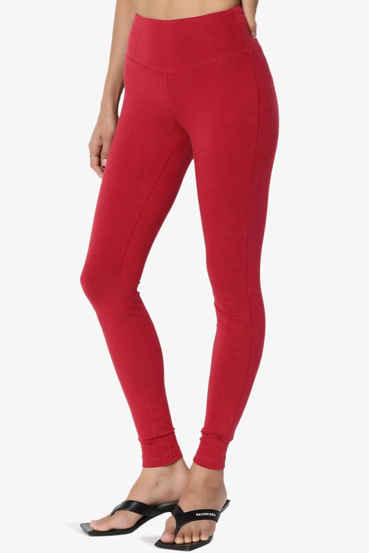 Elegant Wide Waistband Plus Size Red Leggings for Comfort and Style | Image