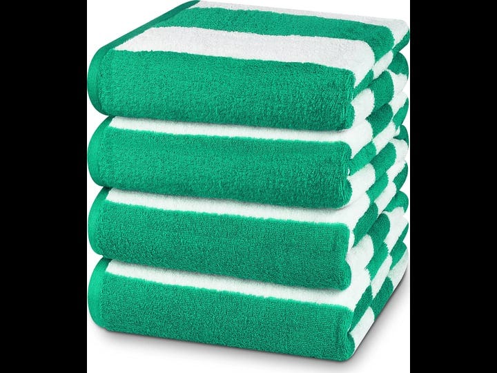 utopia-towels-large-beach-towel-cotton-pool-towels-cabana-stripe-towels-4-pack-30-x-60-inches-green-1