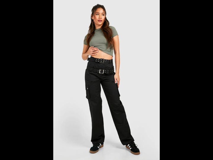 boohoo-double-belted-straight-fit-cargo-pants-black-size-13