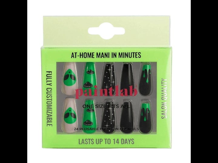 paintlab-reusable-press-on-gel-fake-nails-kit-coffin-shape-alien-green-and-black-24-count-size-24-pr-1