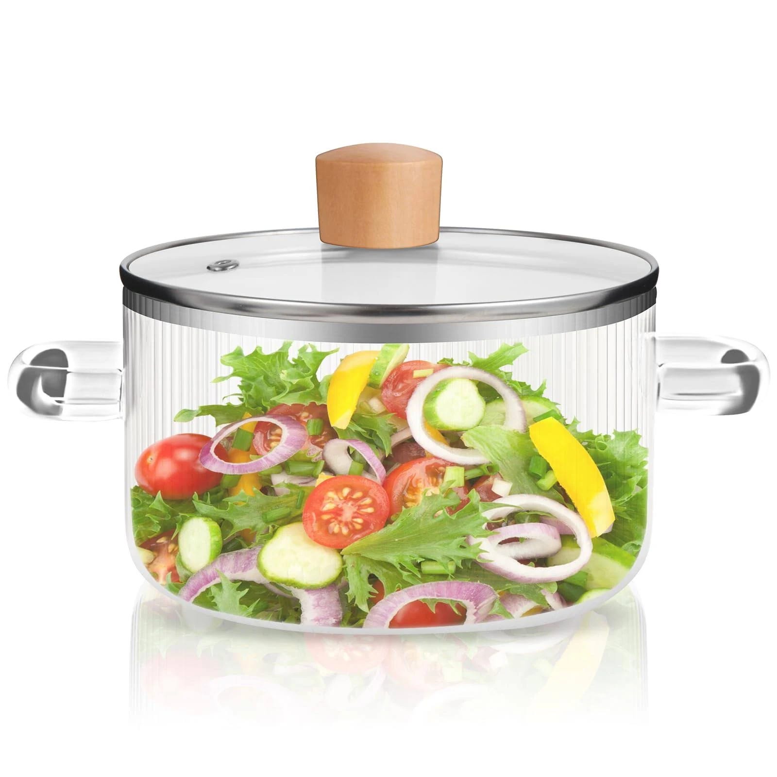 High-Quality Borosilicate Glass Cooking Pot with Lid | Image