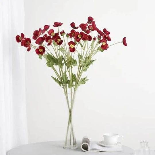 efavormart-2-bushes-33-inch-long-stem-artificial-silk-poppy-flower-bouquet-spray-red-1