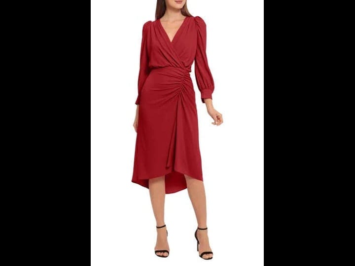 maggy-london-ruched-long-sleeve-high-low-midi-dress-in-equestrian-red-at-nordstrom-rack-size-1