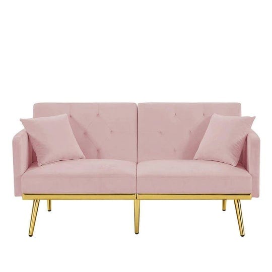 59-5-in-pink-velvet-sofa-bed-button-tufted-sofa-couch-convertible-twin-sleeper-size-bed-with-metal-l-1