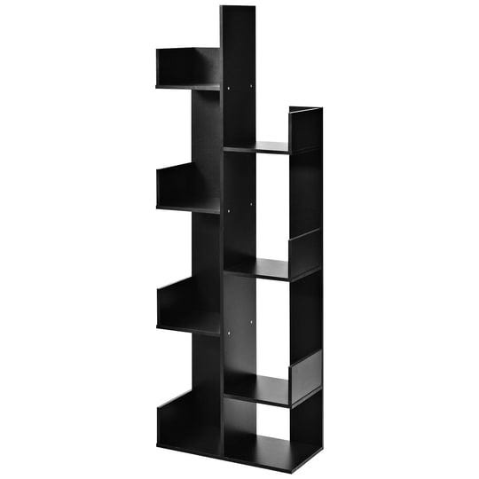 8-tier-bookshelf-bookcase-with-8-open-compartments-space-saving-storage-rack-black-1