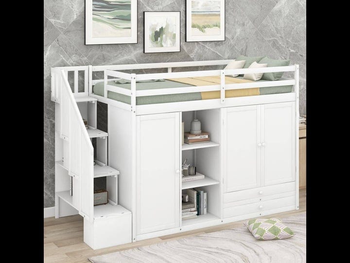functional-loft-bed-with-3-shelves-2-wardrobes-and-2-drawer-1