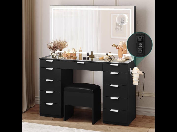 yitahome-vanity-desk-set-with-large-led-lighted-mirror-power-outlet-glass-top-vanity-with-11-drawers-1