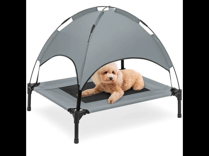 best-choice-products-30in-raised-mesh-cot-cooling-dog-bed-w-removable-canopy-tent-travel-bag-gray-1