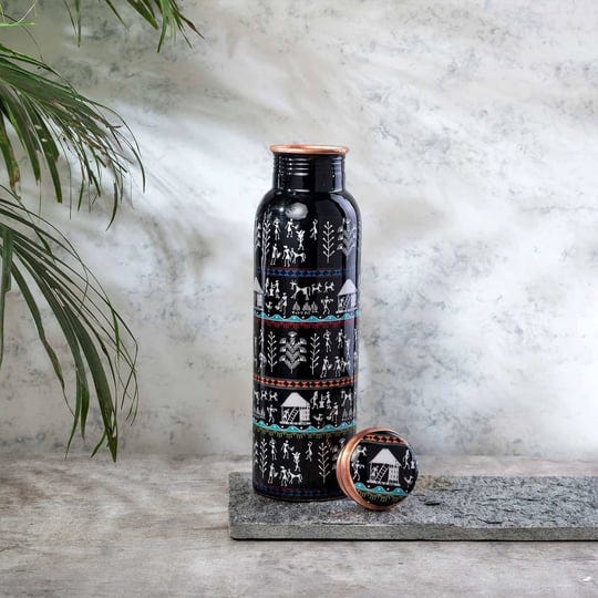 jointless-warli-print-black-copper-water-bottle-peak-life-store-1