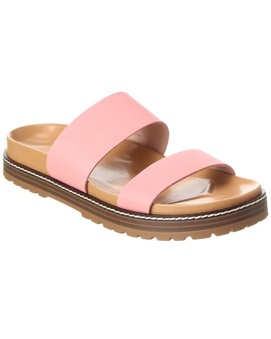 Madewell Charley Double-Strap Leather Slide Sandals - Dried Blossom Leather with Hidden Elastic Panel & Smooth Leather Insole | Image