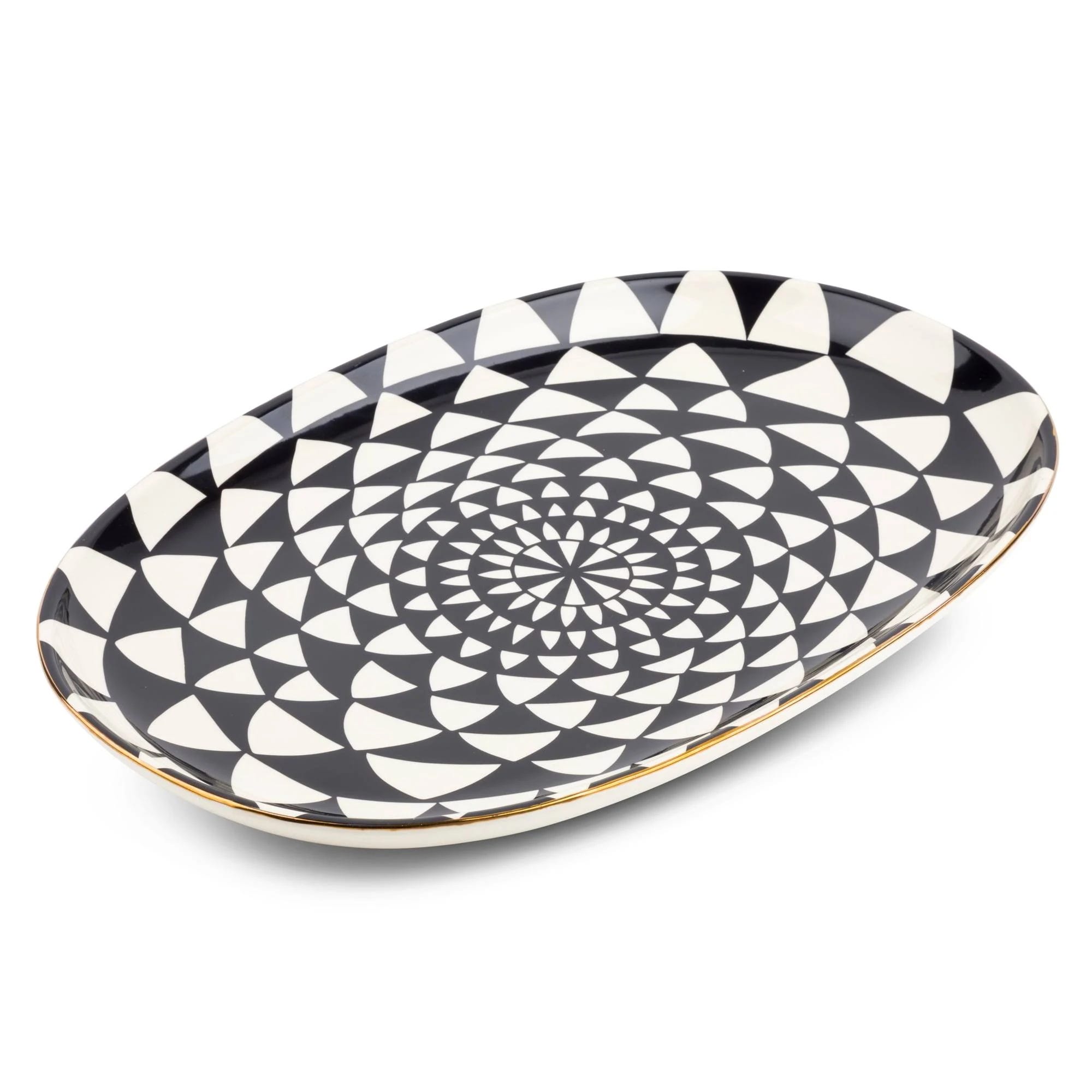 Thyme & Table Stoneware Oval Medallion Serve Platter | Image
