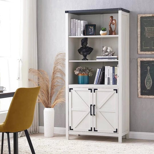 t4tream-70-tall-farmhouse-5-shelf-bookcase-with-doors-freestanding-library-bookshelf-white-finishwhi-1