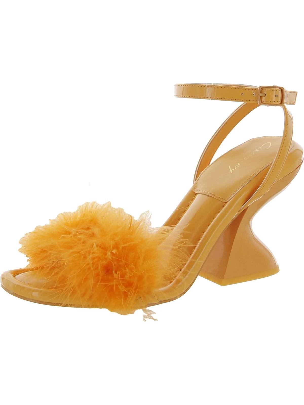 Bold Orange Cushioned Heel Sandals | Image