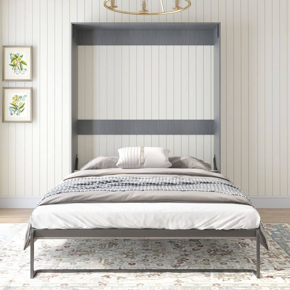 Mjkone Murphy Queen Bed with Side Cabinet, Dark Gray | Image