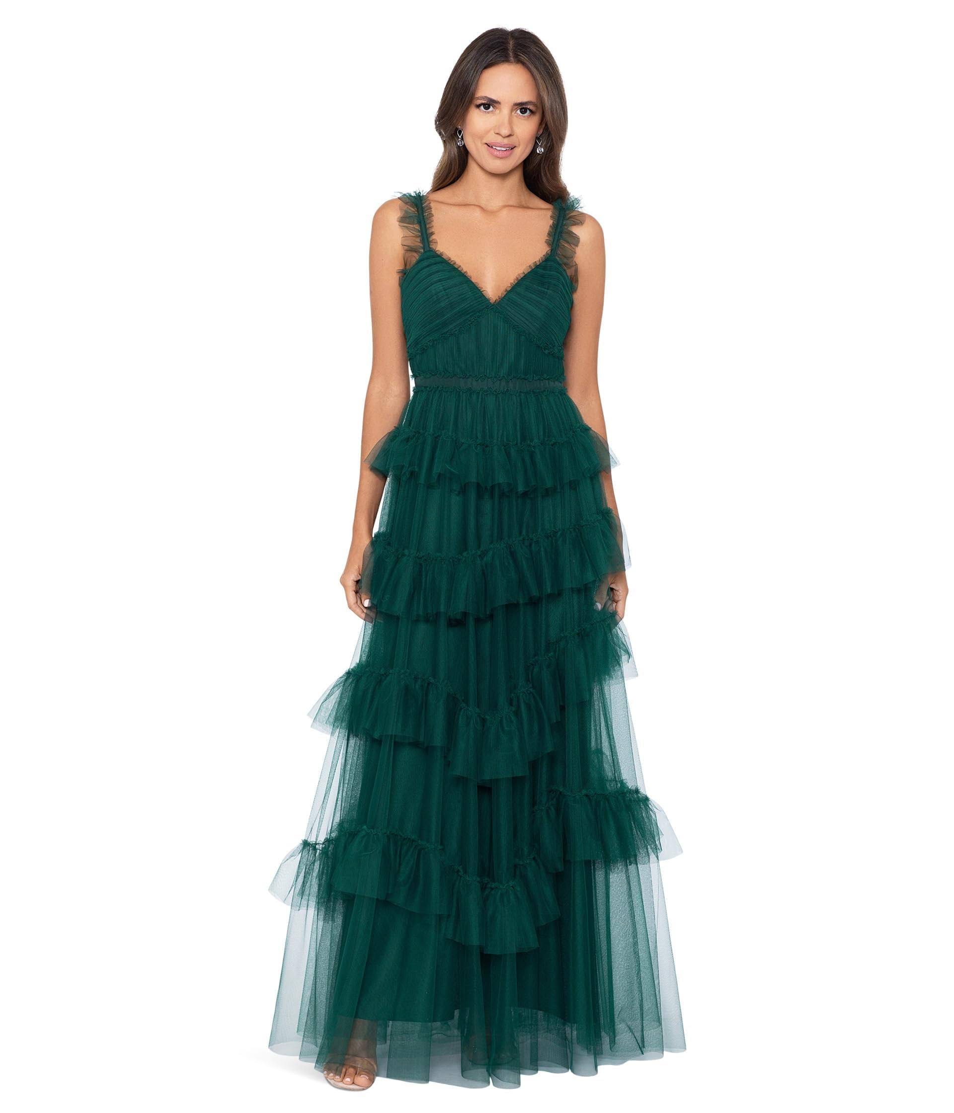 Tiered Mesh Maxi Dress with Ruffle Detailing | Image