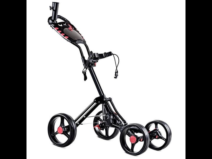 costway-folding-4-wheel-golf-pull-push-cart-trolley-club-umbrella-scorecard-drink-holder-1
