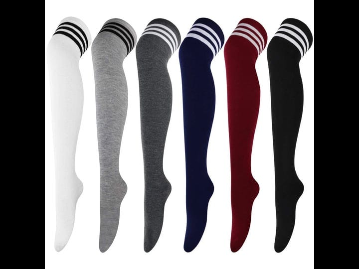 dreshow-6-pairs-high-thigh-socks-striped-over-knee-thin-tights-long-stocking-for-women-leg-warmer-1