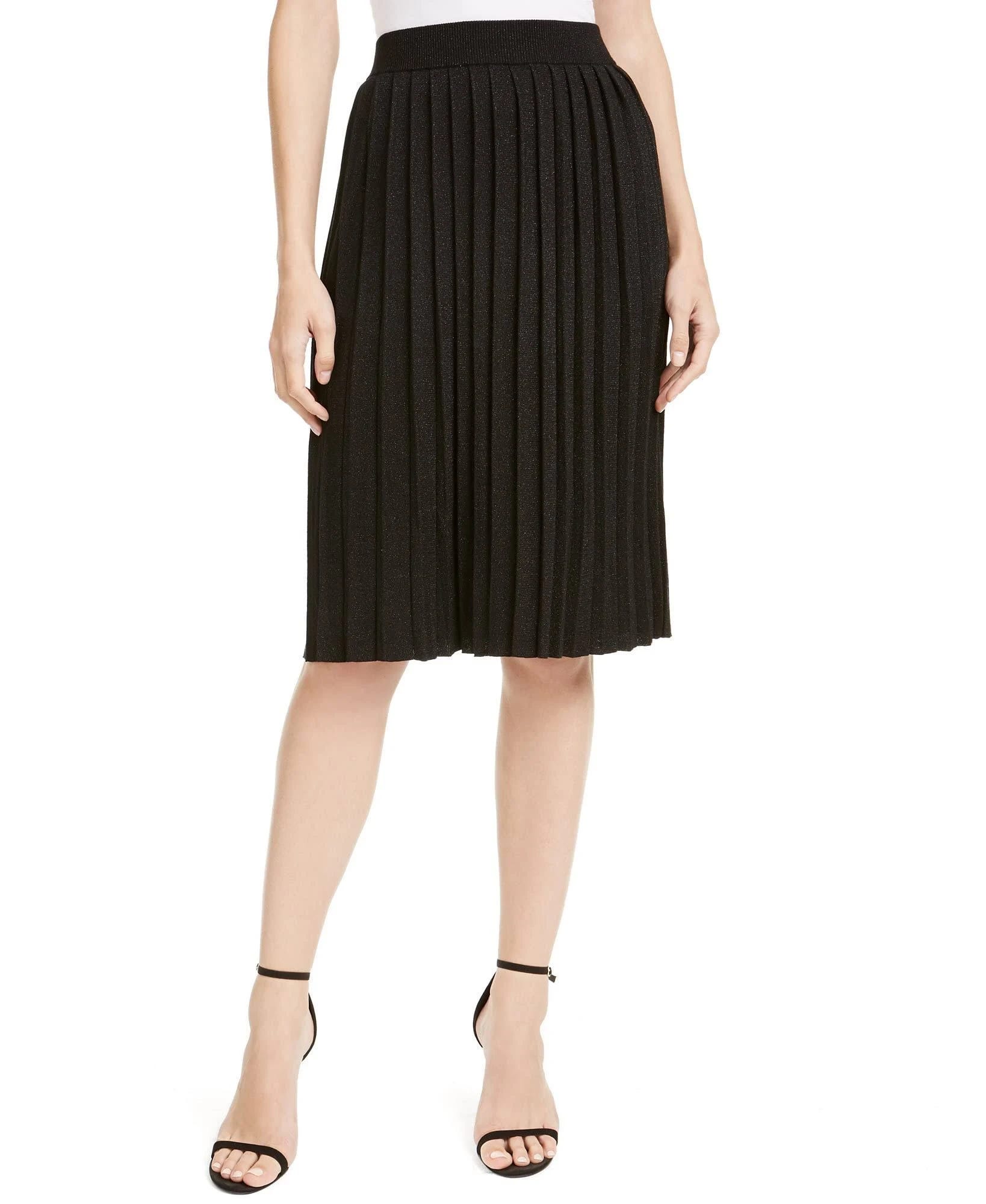 Stylish Metallic Pleated Skirt for the Modern Workplace | Image