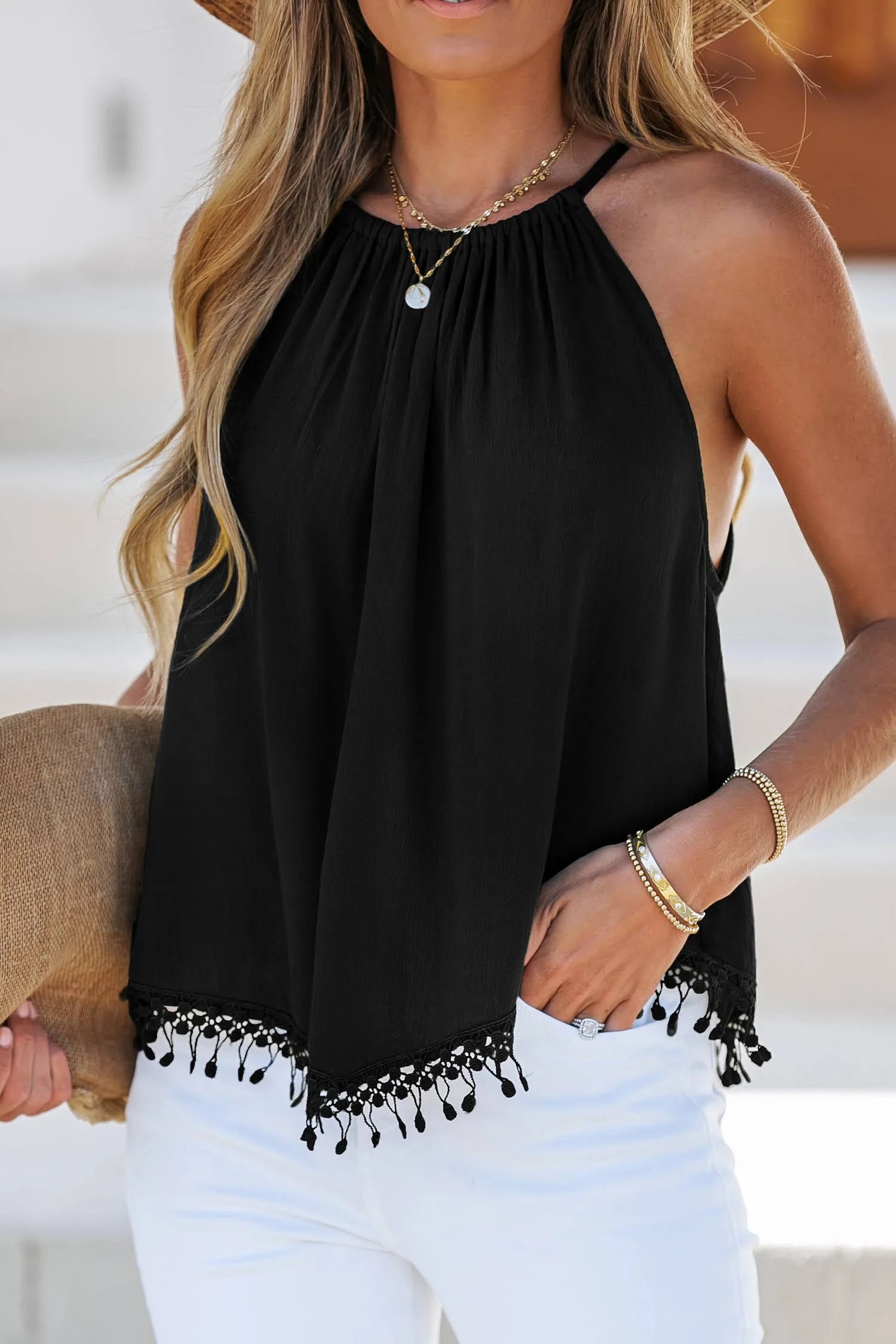 Fringe V-Neck Boho Bliss Top for Loose Fit Fashion | Image