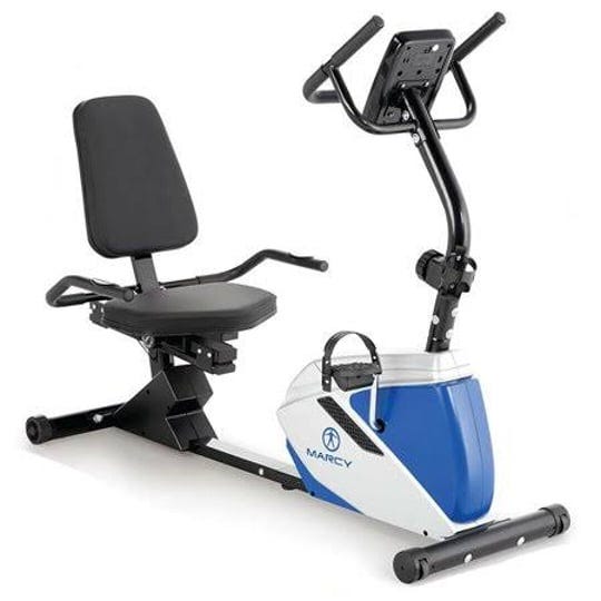 marcy-me-1019r-heavy-duty-magnetic-adjustable-recumbent-home-exercise-bike-blue-1