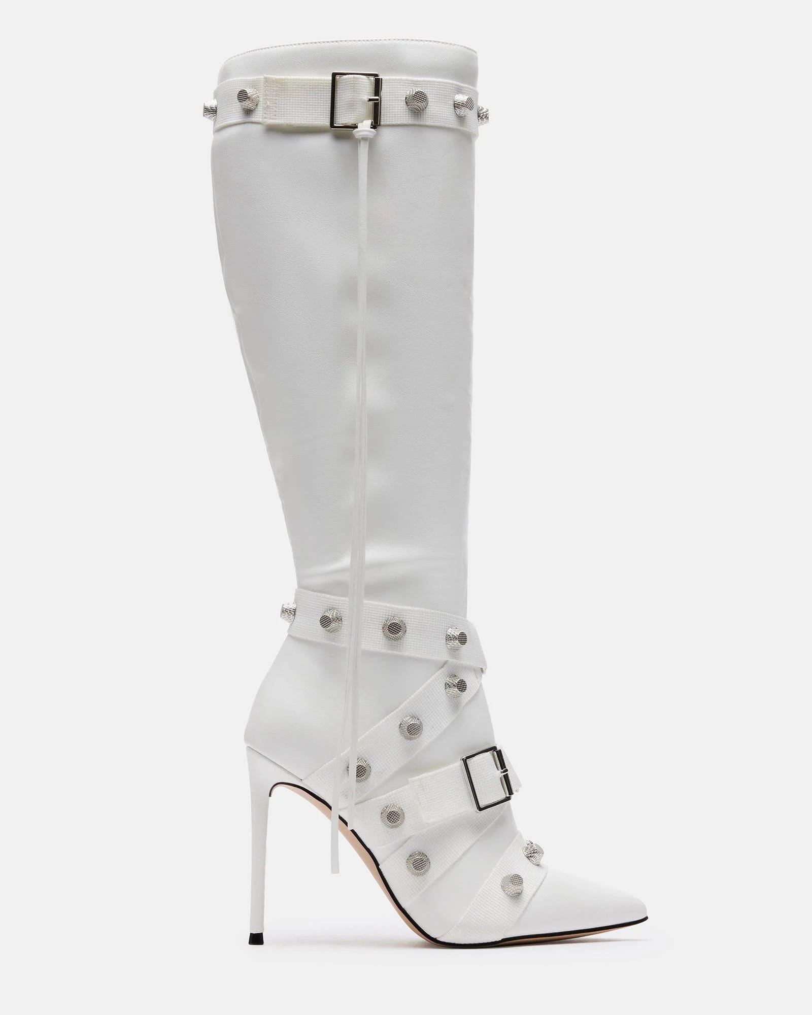 Steve Madden Fink White Pointed Toe Boots | Image